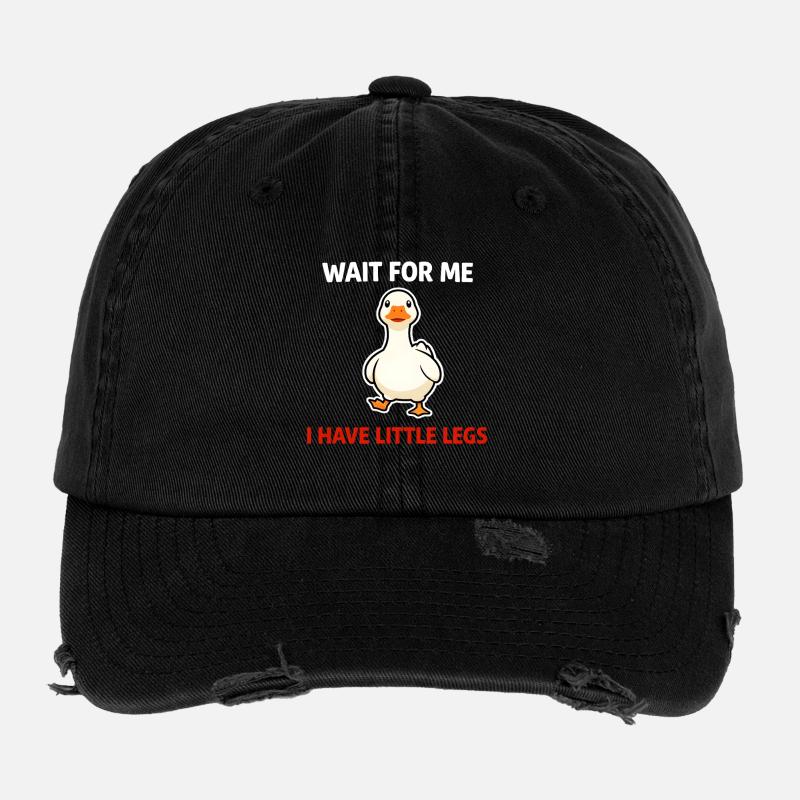Duck With Tiny Legs: Wait for Me - Flexfit Vintage Destroyed Cap - black