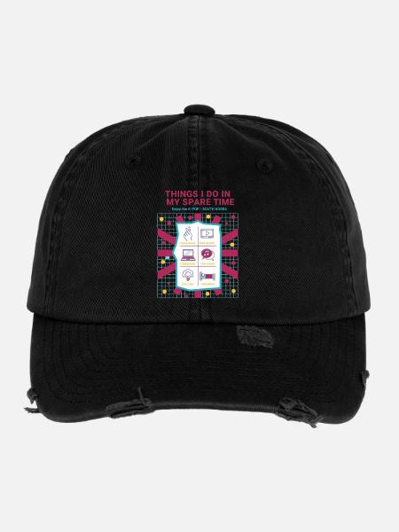 Things I Do In My Spare Time Enjoy K-Pop Korea - Flexfit Vintage Destroyed Cap - black - Front