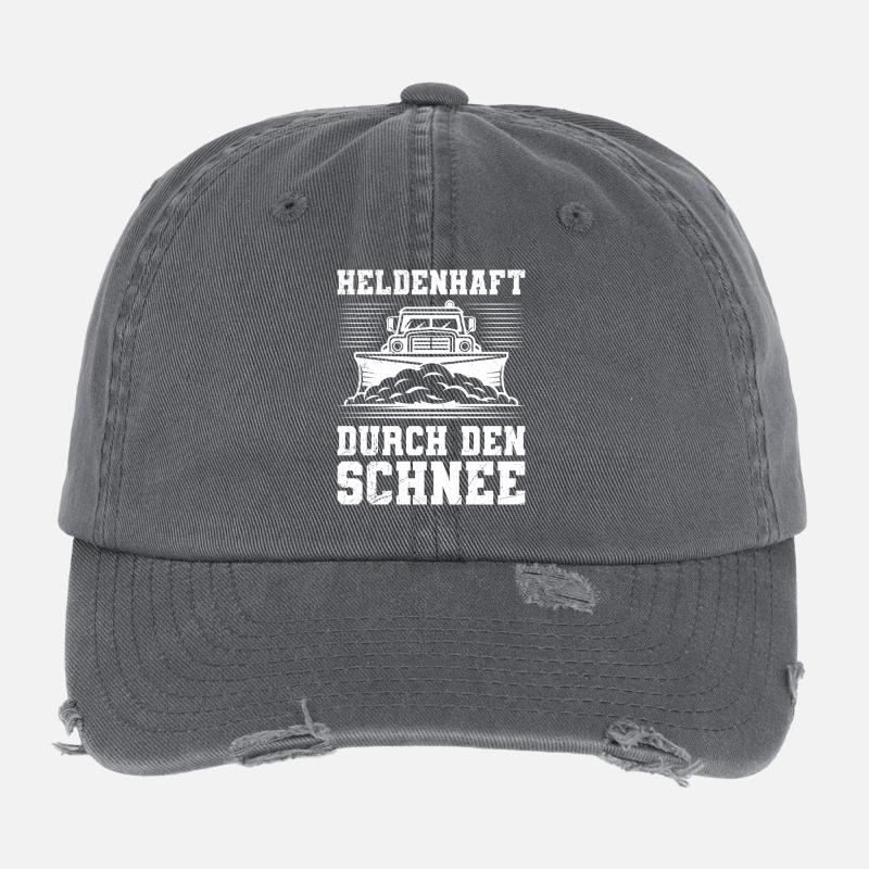 Snow clearing HEROICALLY THROUGH THE SNOW Flexfit Vintage Destroyed Cap