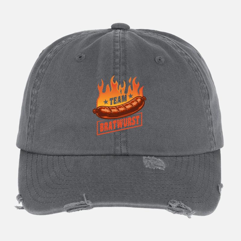 Team Bratwurst | Grilling Flames Party Flexfit Vintage Destroyed Cap