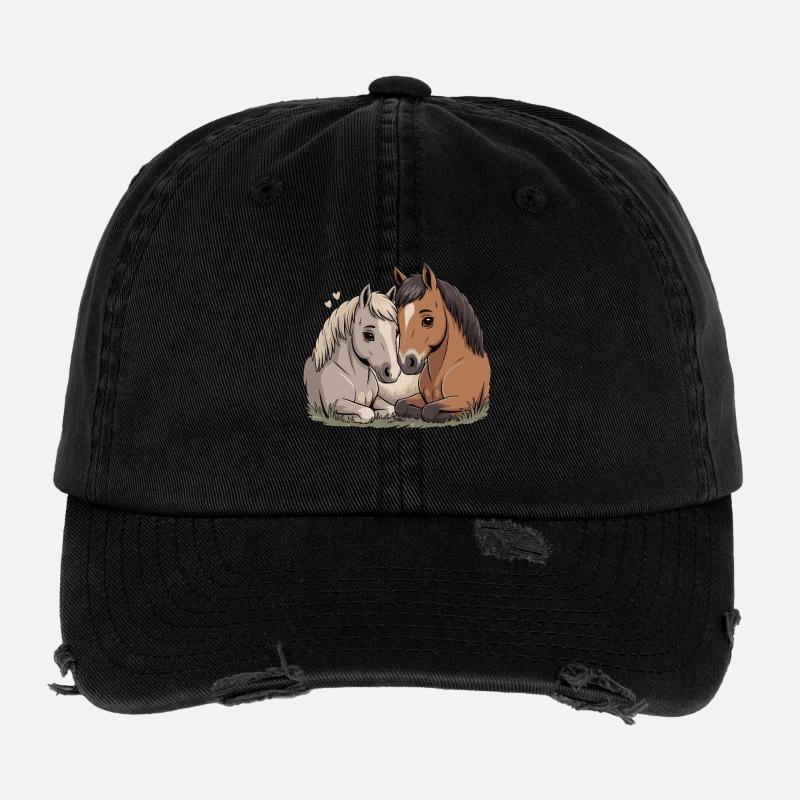 Couple de chevaux Saint-Valentin Casquette vintage effet usé Flexfit