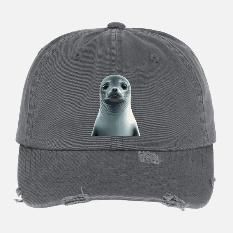 Illustration de sceau en niveaux de gris Casquette vintage effet usé Flexfit