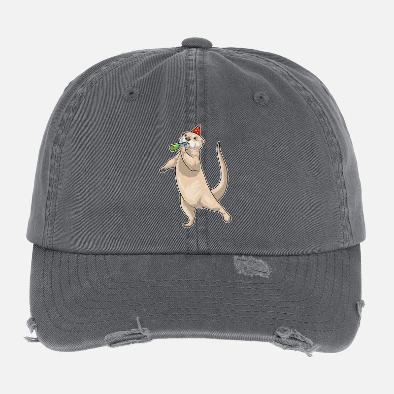 Otter Geburtstag Tröte Flexfit Vintage Destroyed Cap