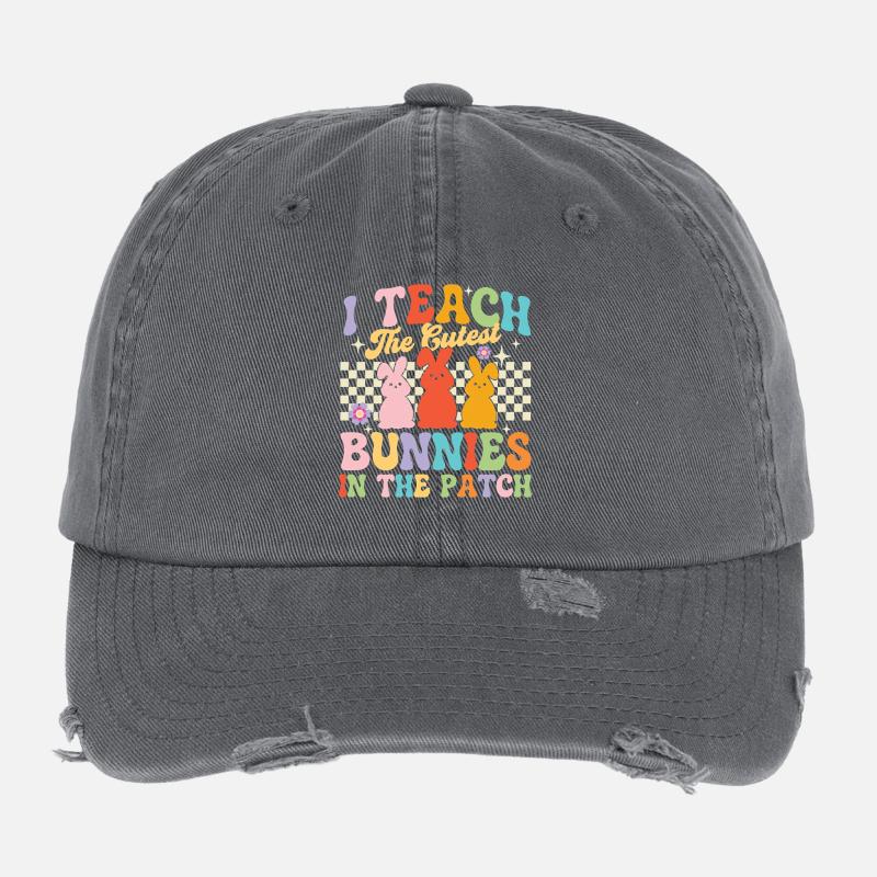 Enseignant de Pâques du patch Teach Bunnies Casquette vintage effet usé Flexfit