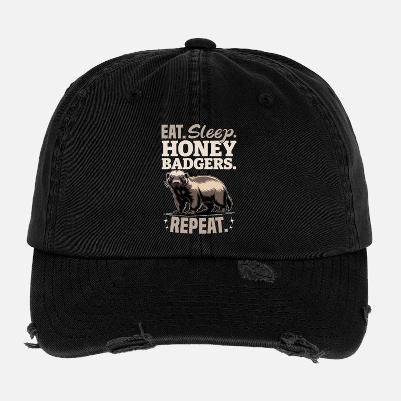 Funny Honey Badger Flexfit Vintage Destroyed Cap