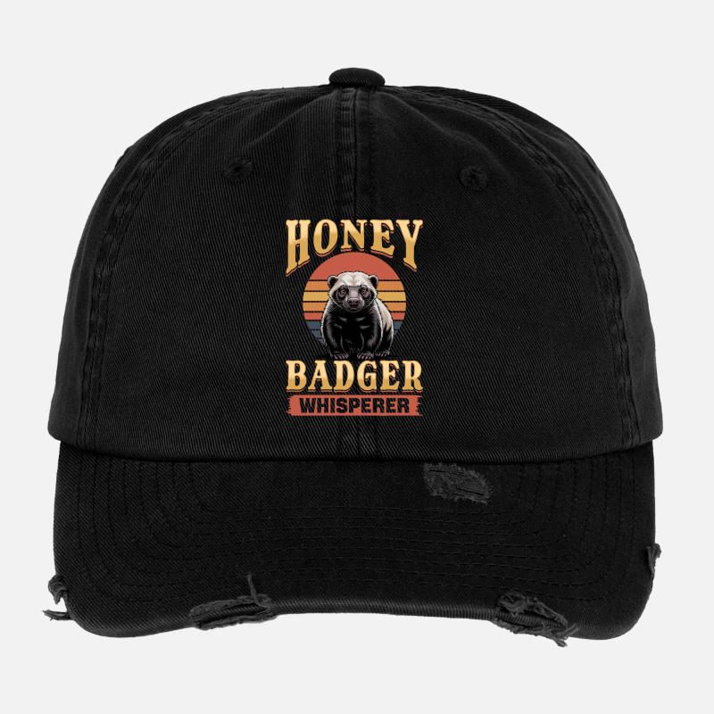 Funny Honey Badger Flexfit Vintage Destroyed Cap