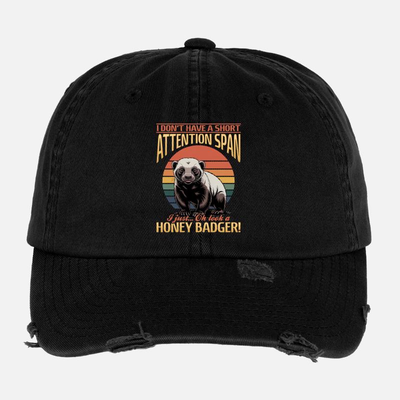 Funny Honey Badger Flexfit Vintage Destroyed Cap