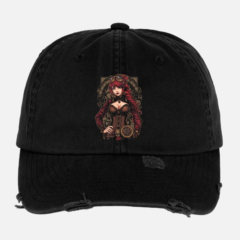 Femmes Steampunk Magnifiques Steampunk Casquette vintage effet usé Flexfit