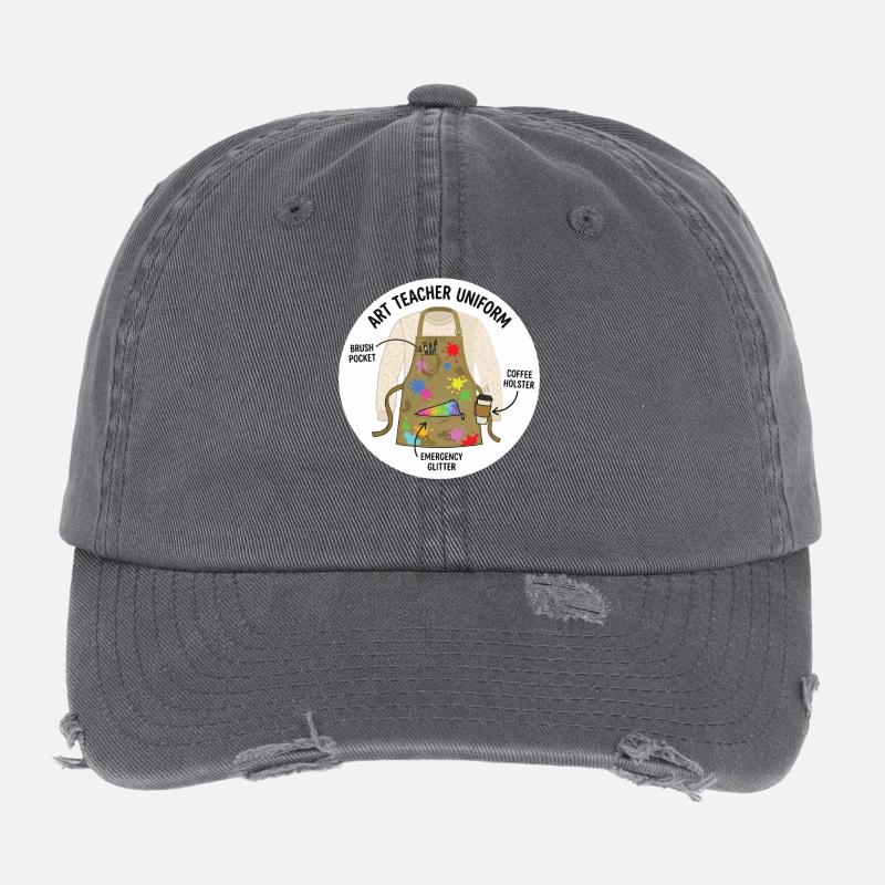 Art Teacher Uniform Creative Motif Flexfit Vintage Destroyed Cap
