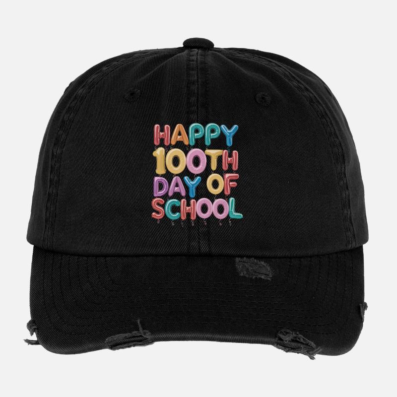 Hundertster Schultag Ballon-Design Flexfit Vintage Destroyed Cap
