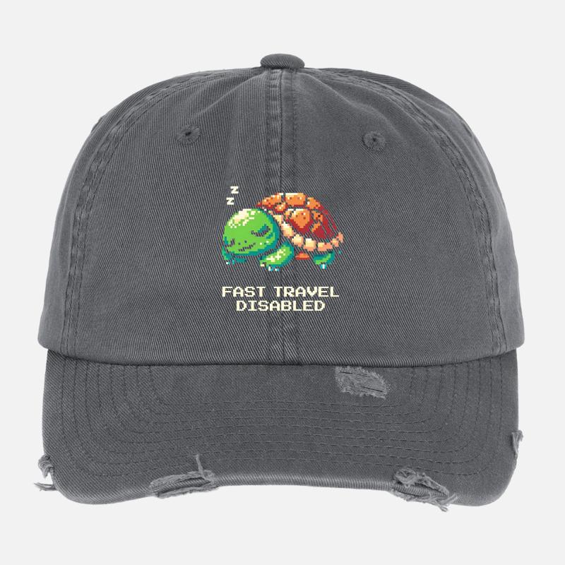 Fast Travel Disabled | Turtle Flexfit Vintage Destroyed Cap