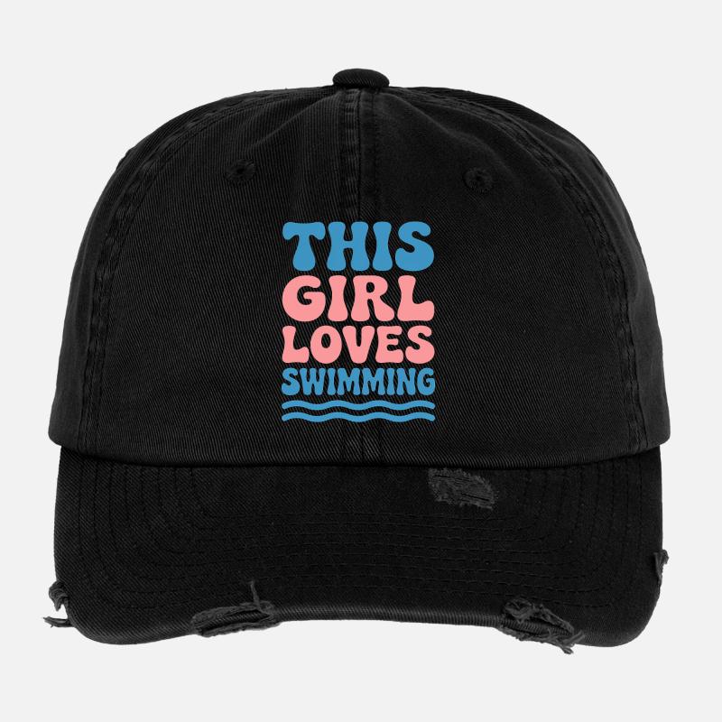 Schwimmen Sprüche Lustiges Schwimmen Geschenk Flexfit Vintage Destroyed Cap