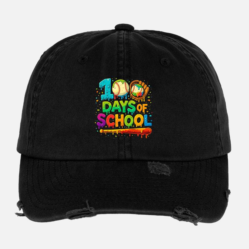 100 Days School Color Explosion Flexfit Vintage Destroyed Cap