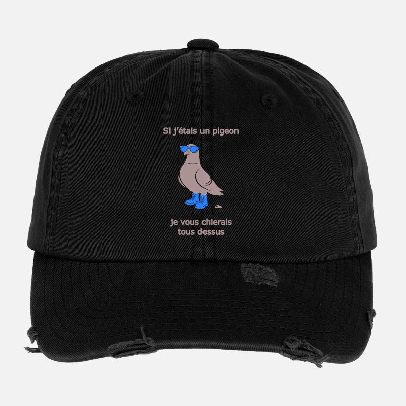 Provokative Pigeon Boots Hellblauer Humor Flexfit Vintage Destroyed Cap
