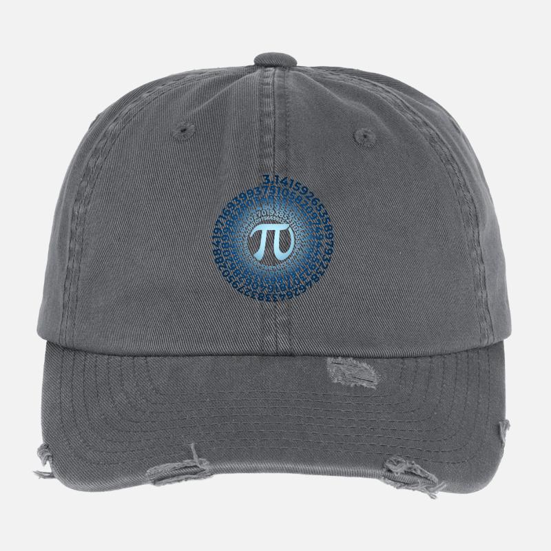 Pi Symbol with Numbers Spiral | District number 3.1415 Flexfit Vintage Destroyed Cap
