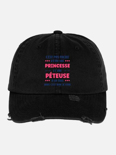 Princess and Pétueuse – daring humor - Flexfit Vintage Destroyed Cap - black - Front