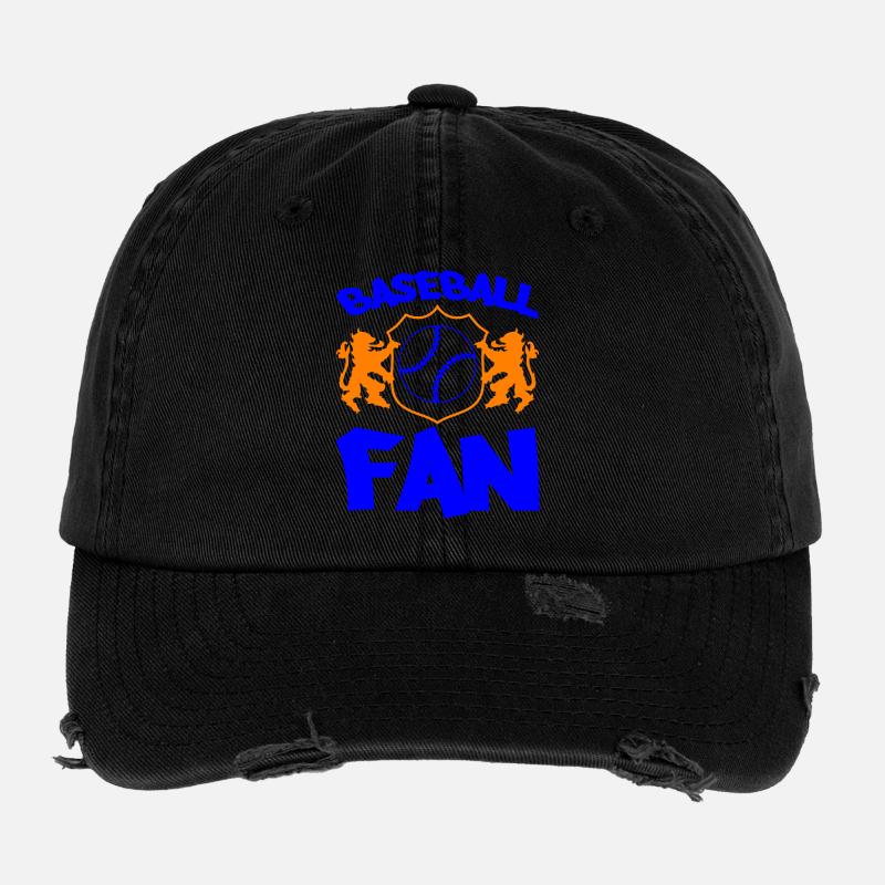Baseball-Fan Shield in Orange Blau Flexfit Vintage Destroyed Cap