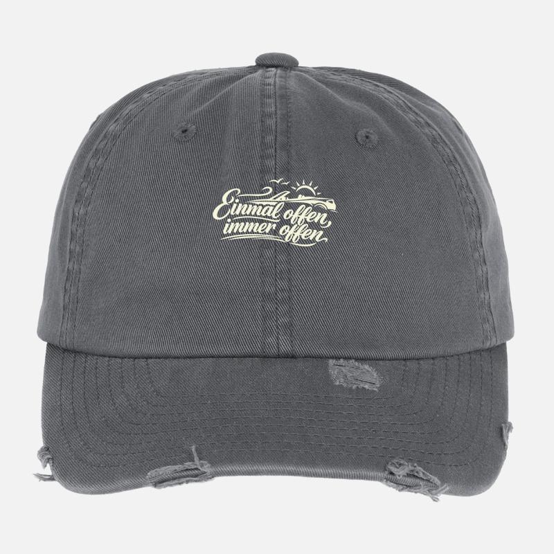 Einmal offen, immer offen  Cabrio Spruch Retro Flexfit Vintage Destroyed Cap