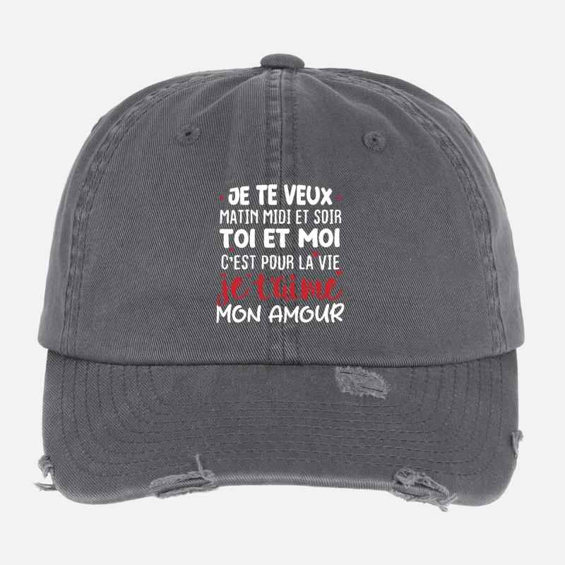 Message Amour Saint Valentin Casquette vintage effet usé Flexfit