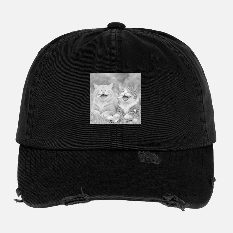 Drôle de design de chat Casquette vintage effet usé Flexfit