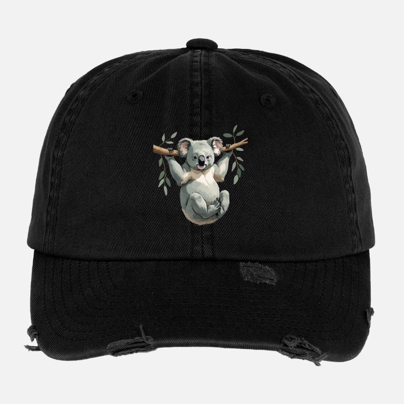 Koala am Ast – Grüner Traum Flexfit Vintage Destroyed Cap