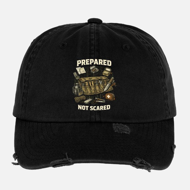 Prepper Survivalist Prepared Not Scared Flexfit Vintage Destroyed Cap