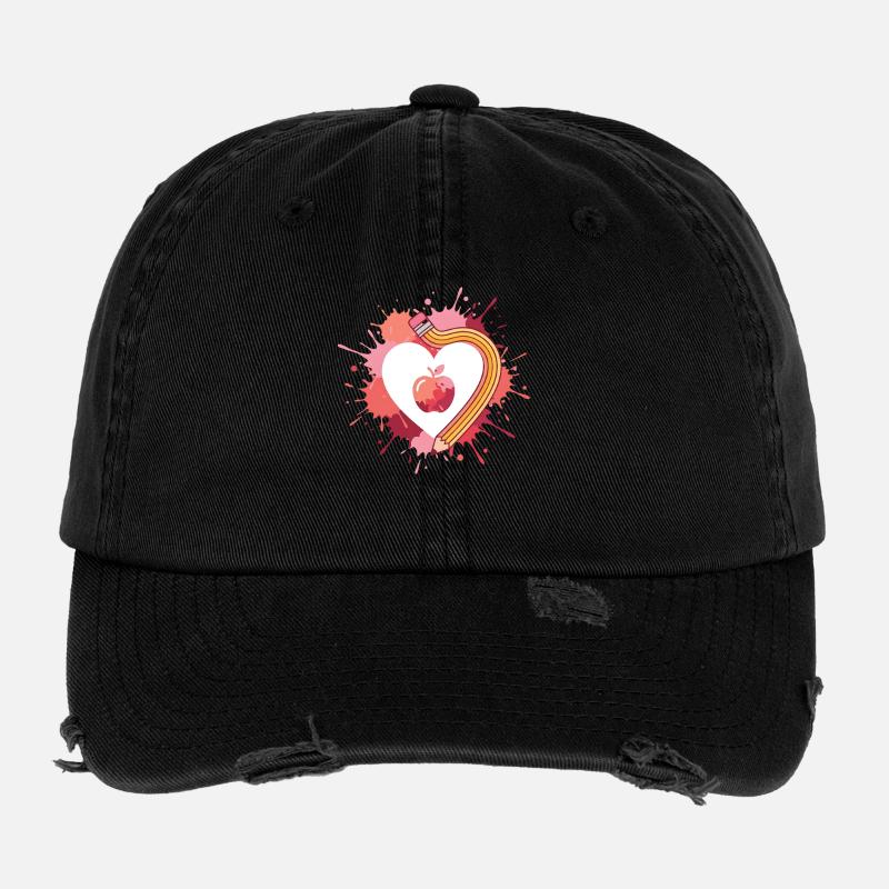 Motif de cœur en forme de pomme pour le professeur Casquette vintage effet usé Flexfit