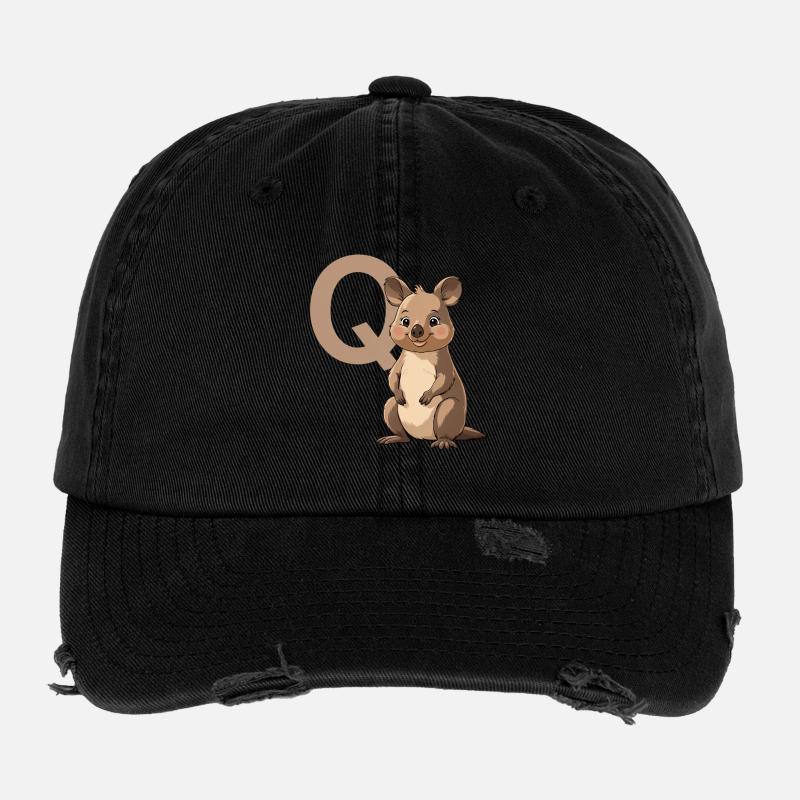 Koala with Q Mascot design Flexfit Vintage Destroyed Cap
