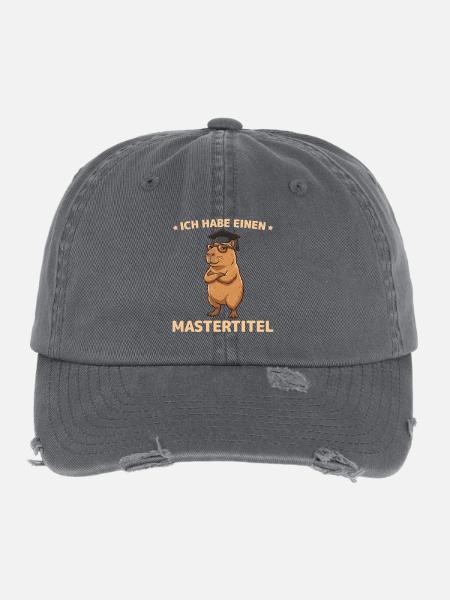 Master 2026 Capybara Bestandene Masterprüfung - Flexfit Vintage Destroyed Cap - Dunkelgrau - Vorne