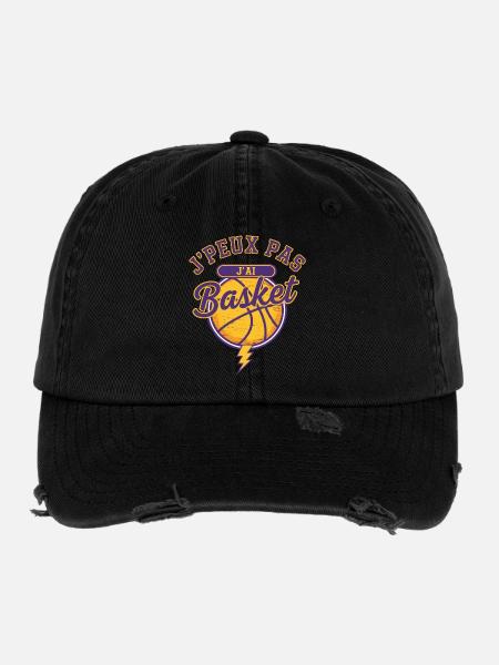 I can't I have Basketball - Flexfit Vintage Destroyed Cap - black - Front