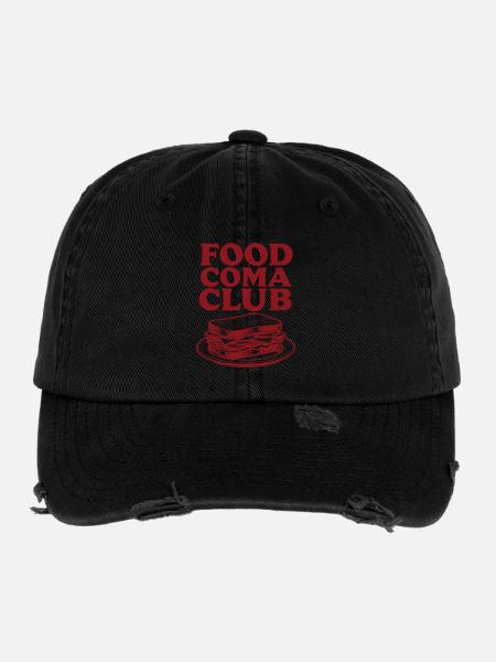 Food-Koma Club | Sandwich Snack - Flexfit Vintage Destroyed Cap - Schwarz - Vorne