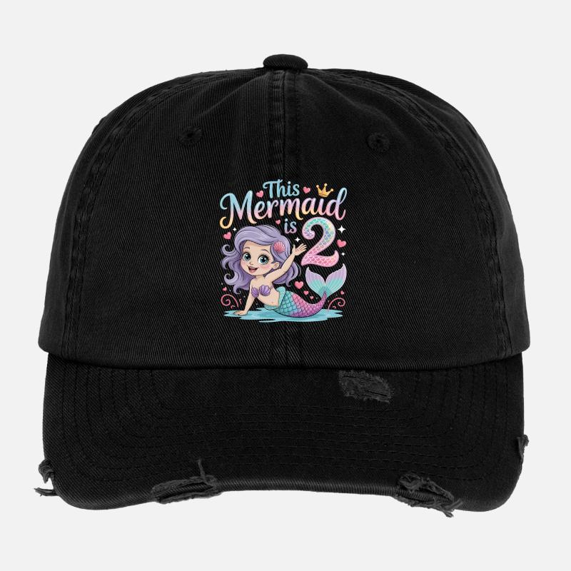 Sirène 2e anniversaire 2 ans Casquette vintage effet usé Flexfit