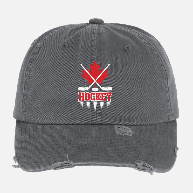 Logo de la croix d’érable de hockey Casquette vintage effet usé Flexfit