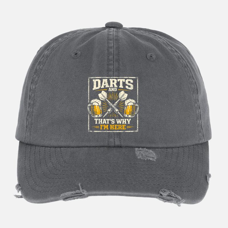Fléchettes et bière, c’est pour ça que je suis là Casquette vintage effet usé Flexfit