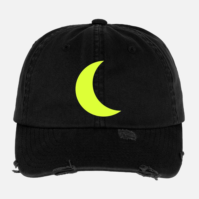 Crescent Moon Neon Yellow Flexfit Vintage Destroyed Cap