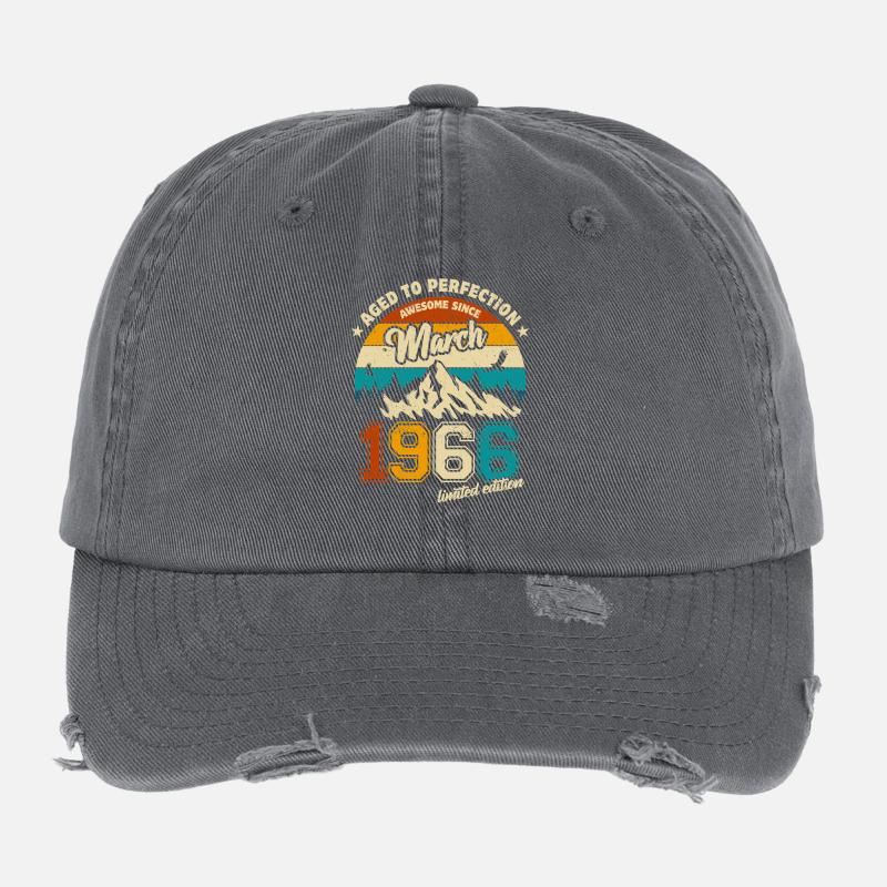 Édition limitée vintage Mars 1966 anniversaire Casquette vintage effet usé Flexfit