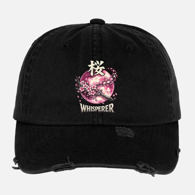 Fleurs de cerisier Sakura Fleurs de cerisier - Casquette vintage effet usé Flexfit - noir