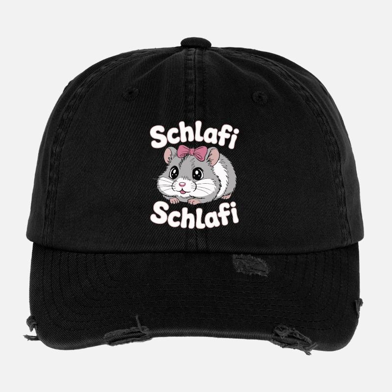 Schlafi Schlafi Hamster Design Flexfit Vintage Destroyed Cap