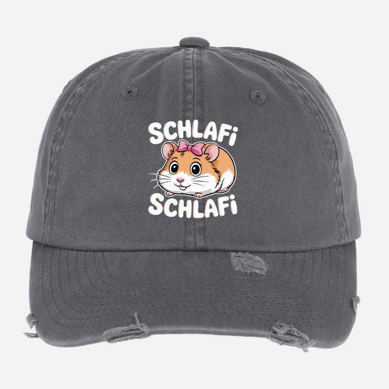 Schlafi Schlafi Hamster Design Flexfit Vintage Destroyed Cap
