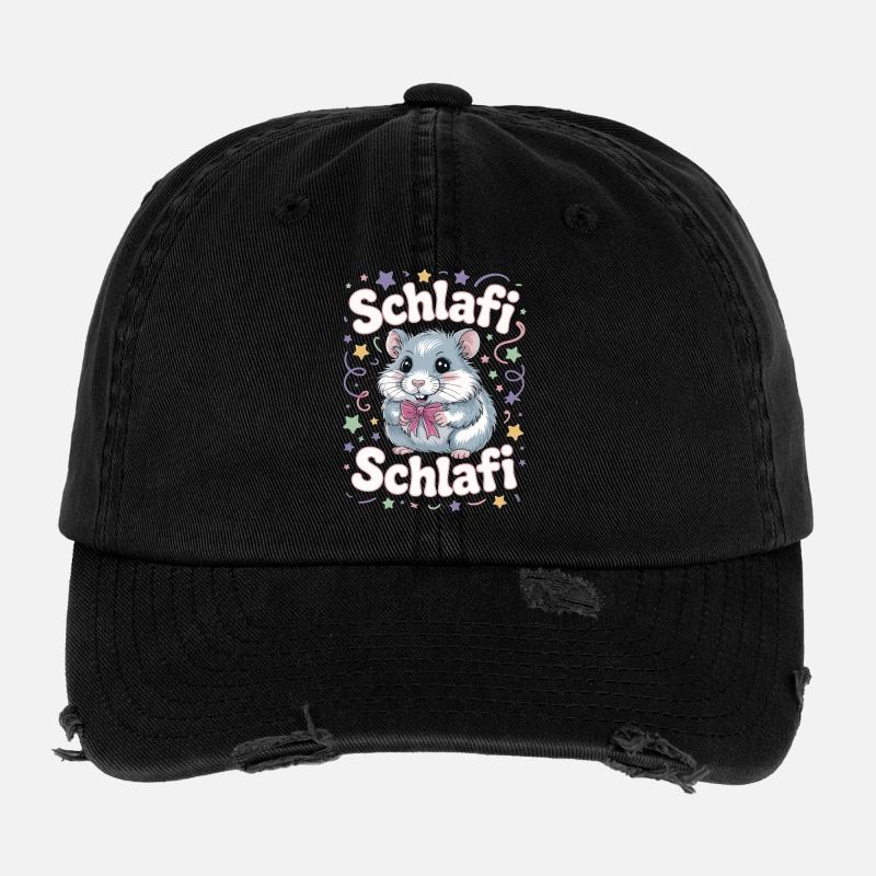 Schlafi Schlafi Hamster Design Flexfit Vintage Destroyed Cap