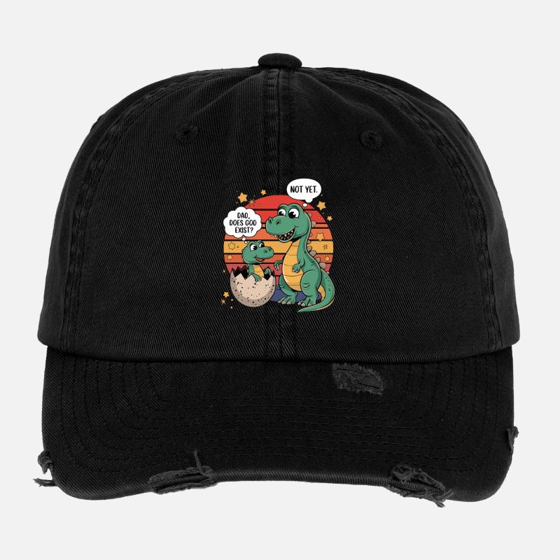 L’humour de dinosaure avec Dieu n’existe pas Casquette vintage effet usé Flexfit