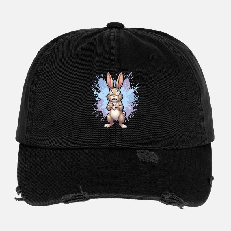 Verstörter Hase mit Farbspritzer Flexfit Vintage Destroyed Cap