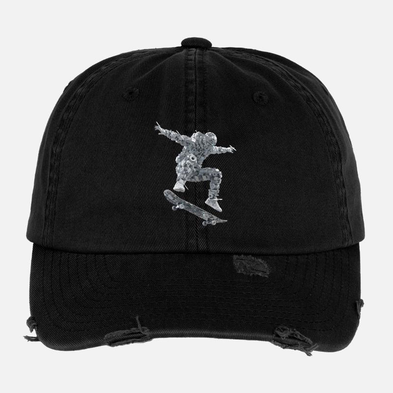 Robot à roulettes - Casquette vintage effet usé Flexfit - noir
