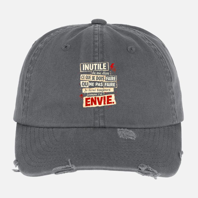 Envie Rebelle – Affiche Typographique Casquette vintage effet usé Flexfit
