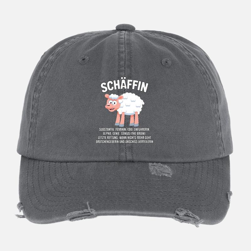 Schäffin - Alpha Schaf mit Sonnenbrille Flexfit Vintage Destroyed Cap