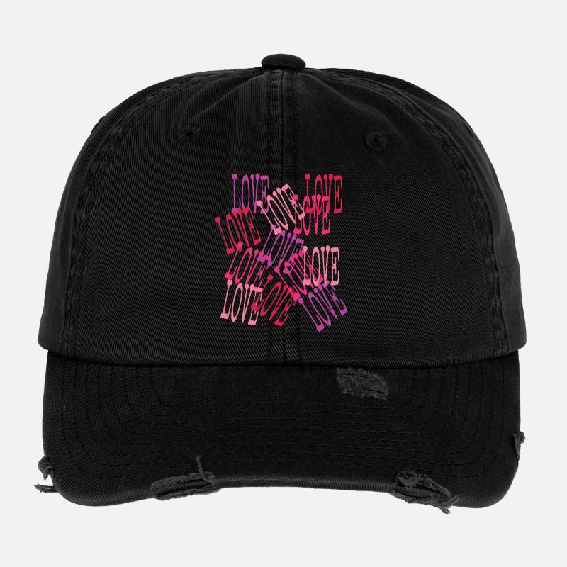 Love Cascading Romantic Lettering Flexfit Vintage Destroyed Cap