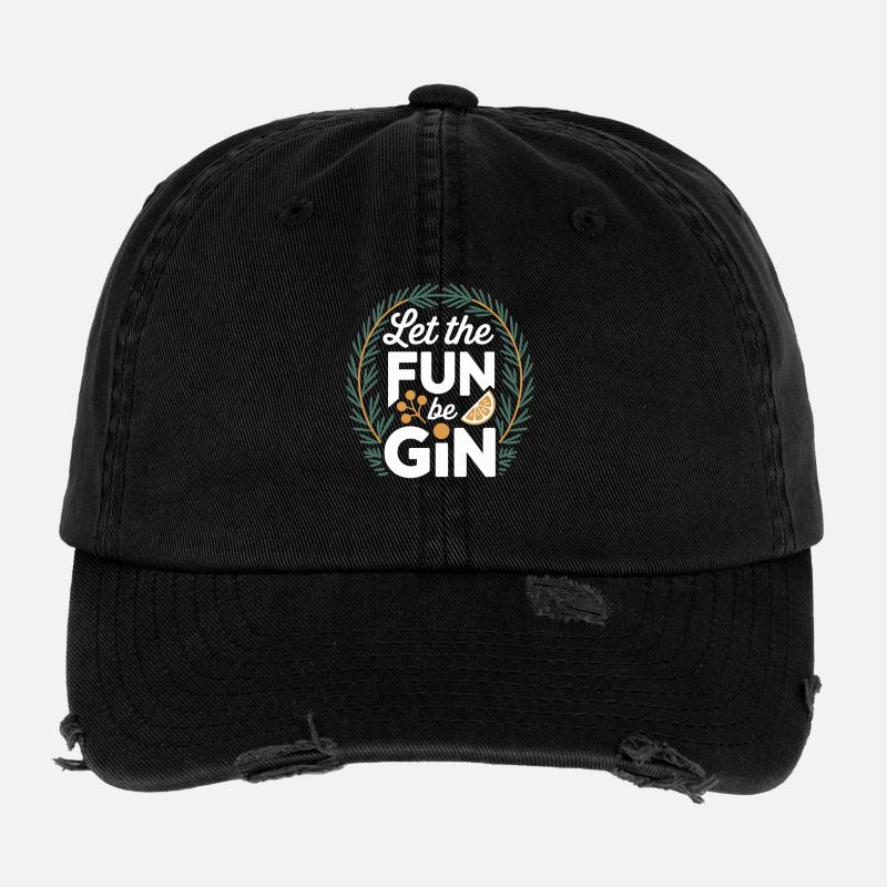 Gin Let The Fun Be Gin & Tonic Lover Party Gin Flexfit Vintage Destroyed Cap