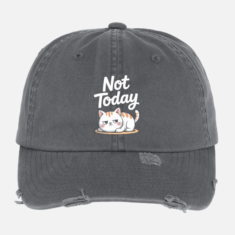 Katzen Spruch Not Today Büro Cat Homeoffice Katze Flexfit Vintage Destroyed Cap