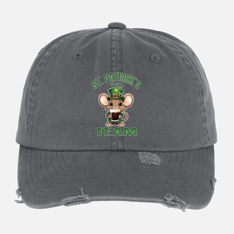 St. Patrick's Mouse Beer, Irish Party Flexfit Vintage Destroyed Cap
