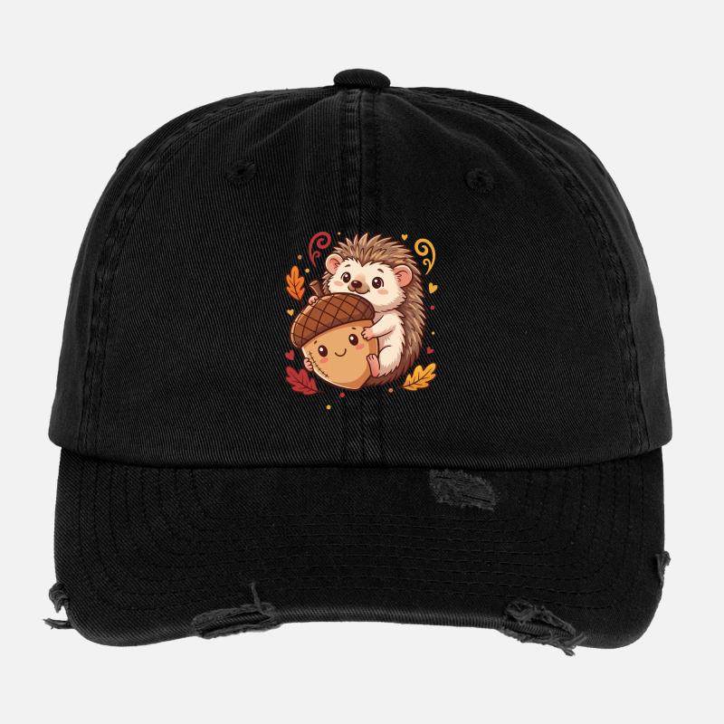 Doux hérisson avec un acorn automne Casquette vintage effet usé Flexfit